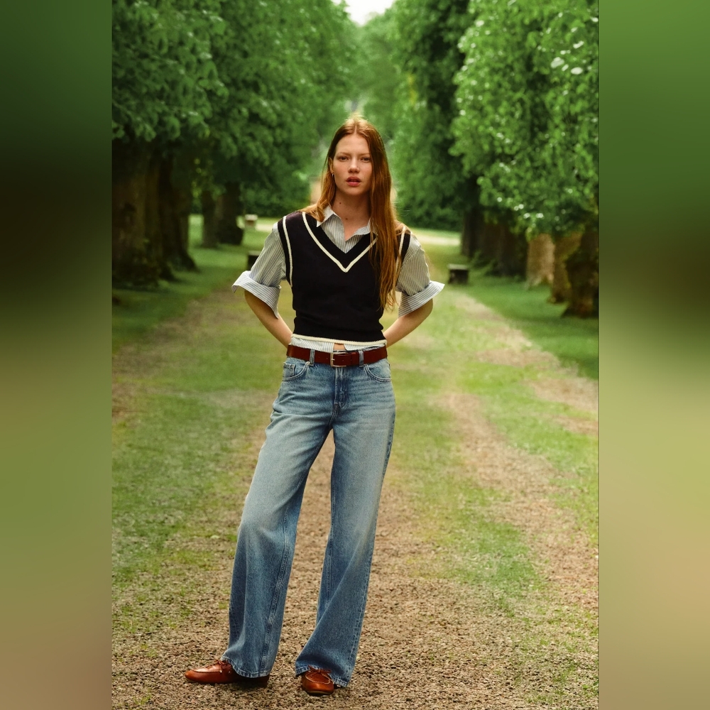H&M High Rise Wide Leg/baggy Loose Jean